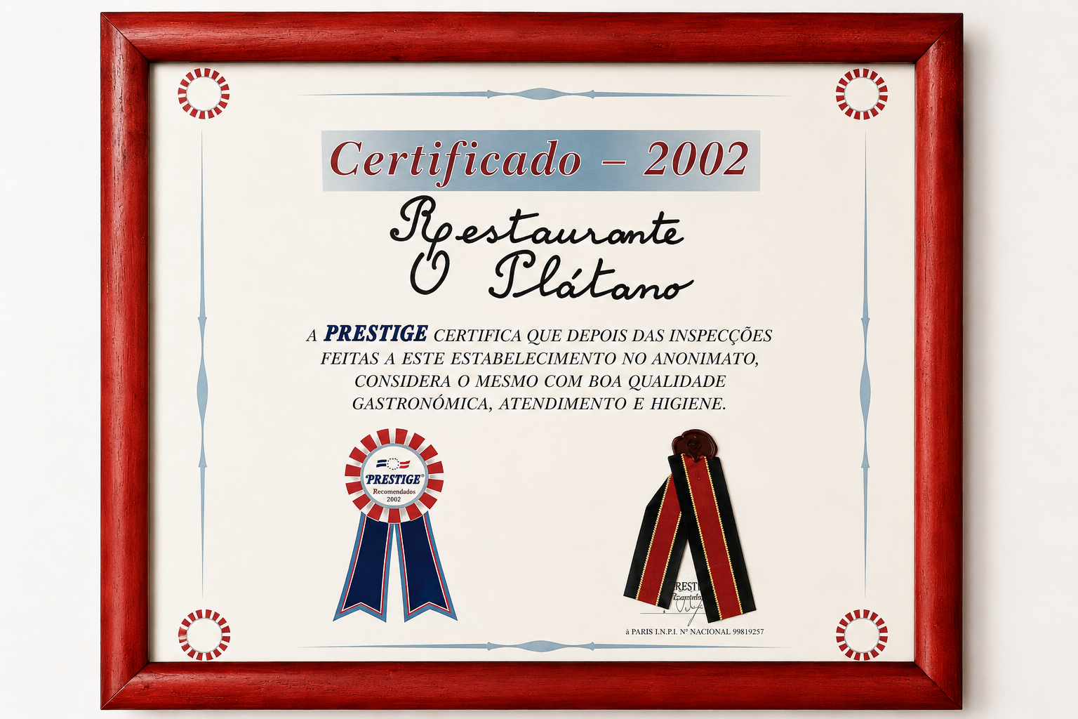 Certificado Prestige 2002