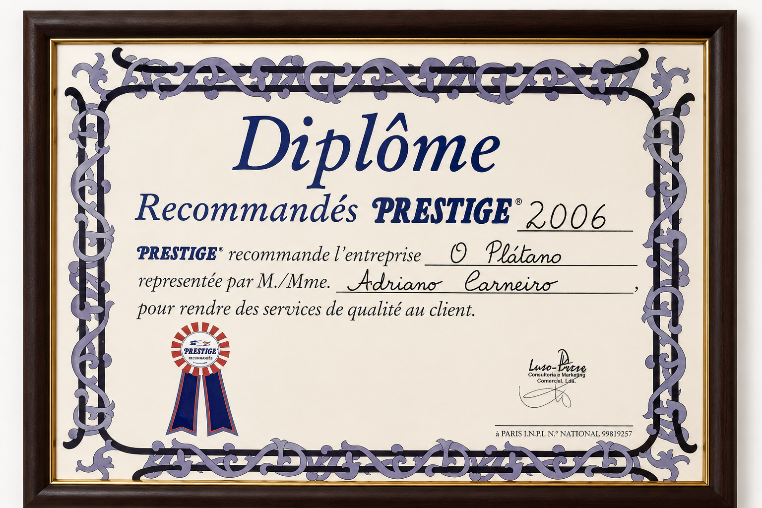 Diplôme Recommandés Prestige 2006